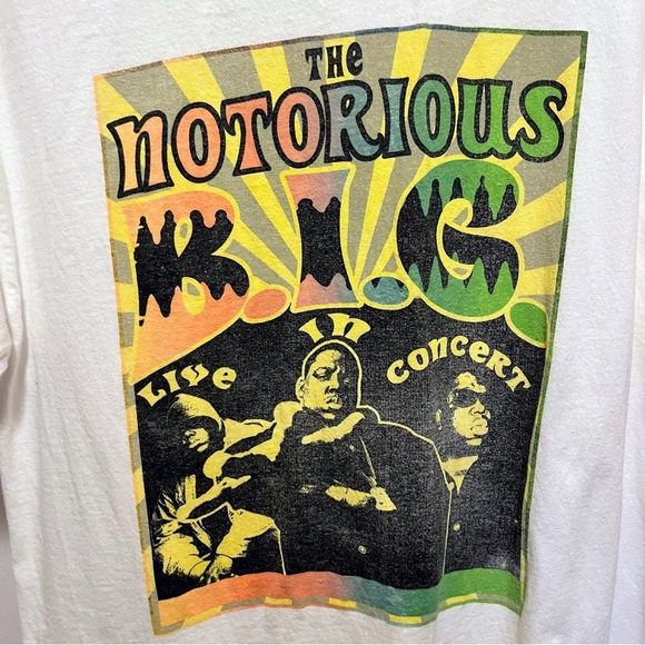 Notorious B.I.G. Rap Tee M Brooklyn Mint Reggae Colors Concert T-Shirt 90s - Picture 1 of 4